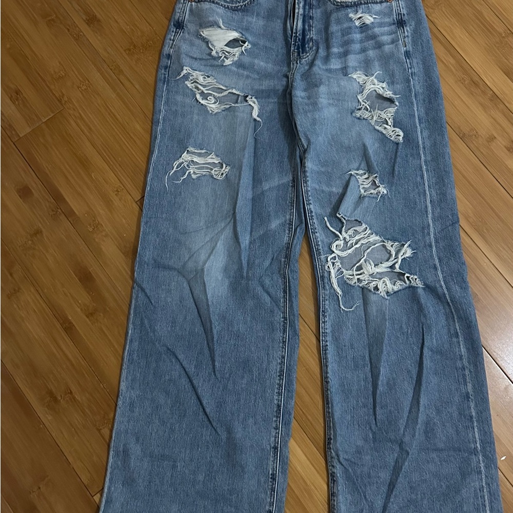 American Eagle Outfitters Ripped Blue Boyfriend Jeans